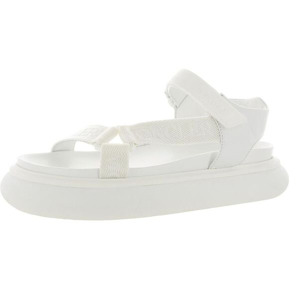 Moncler Womens CATURA White Leather Open Toe Flatform Sandals Shoes New - Picture 1 of 5